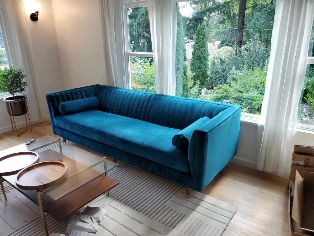 Joybird Chelsea Sofa with Minka Bolster Pillows