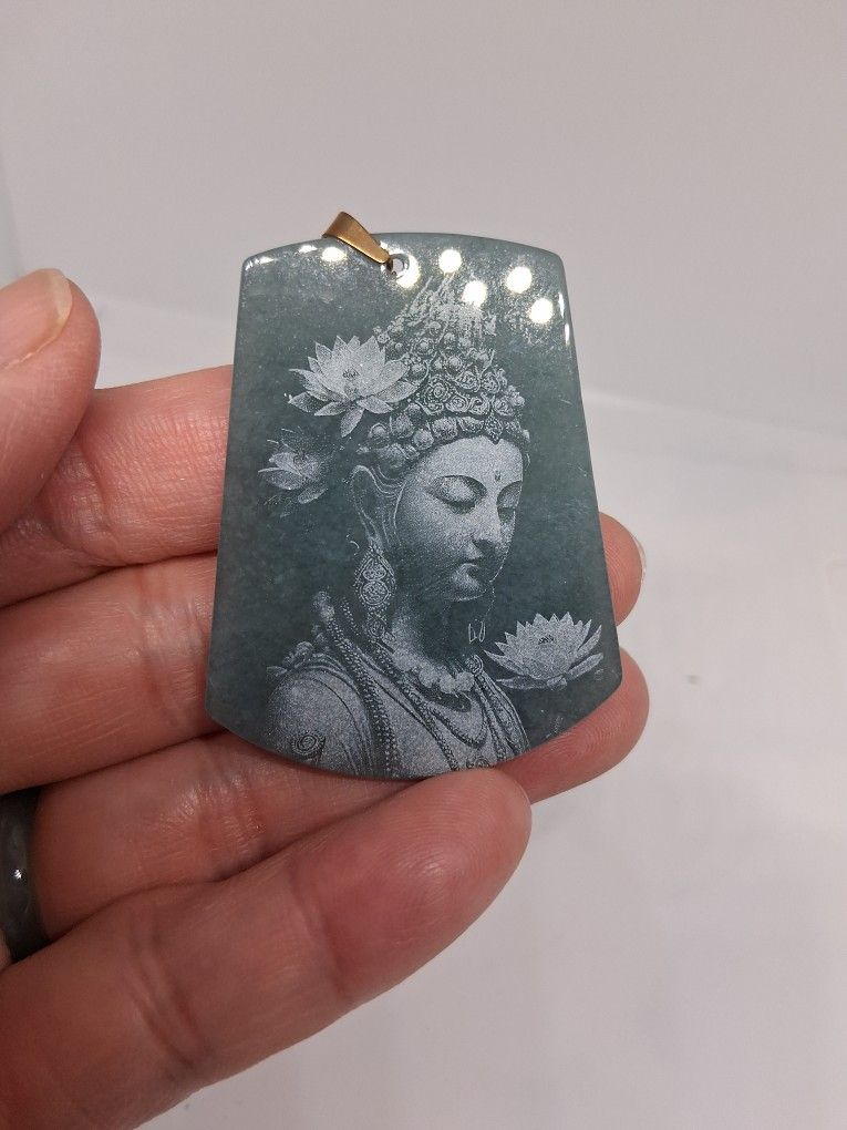 Natural Guatemala Jade Kwanyin Buddha Pdnt