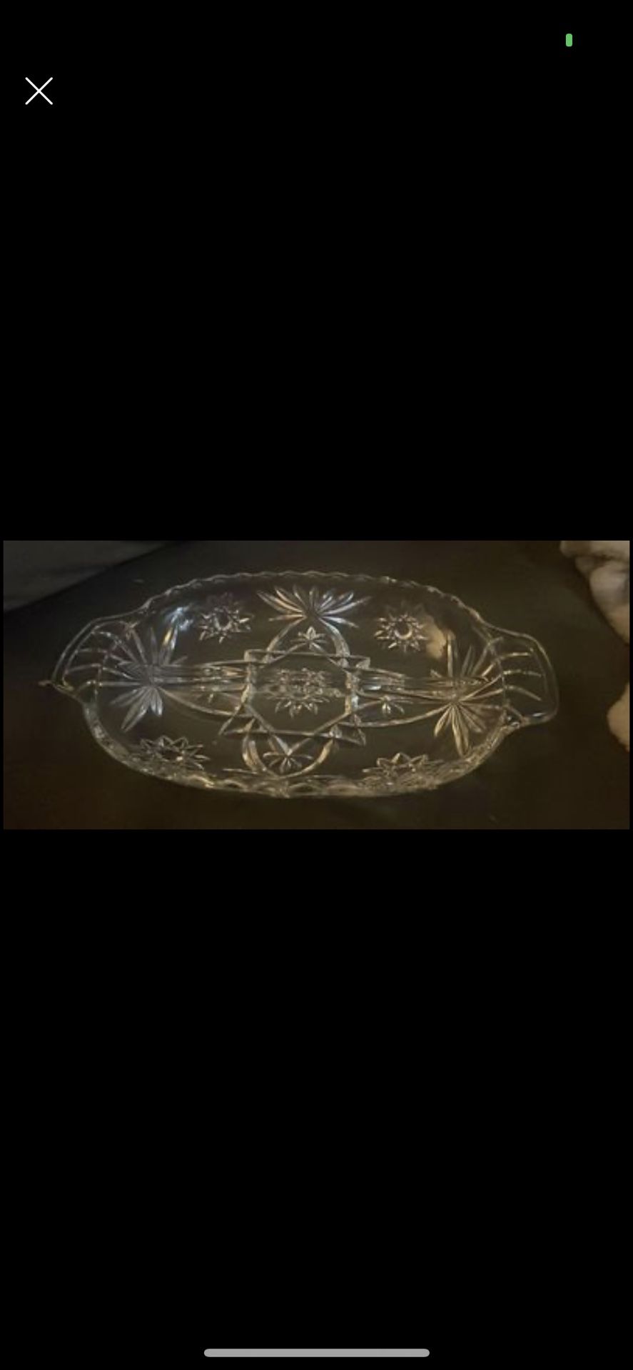 Vintage anchor hocking star pattern cut glass relish dish