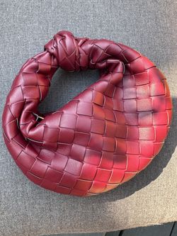 New Faux Leather Woven Knot Top Handle Mini Bag