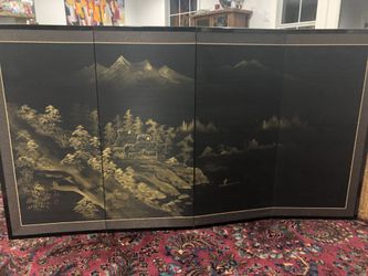 Vintage Silk table divider screen 66” 36”