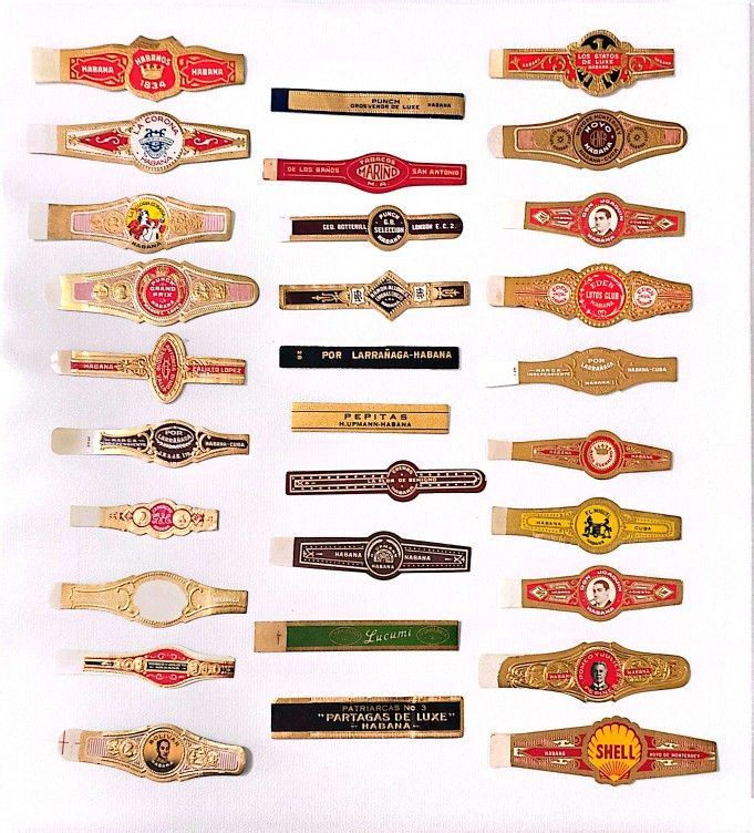 30 Diferent Havana Cigars Bands-30 Diferentes Anillas De Tabaco Habana-cuba-lot # 9