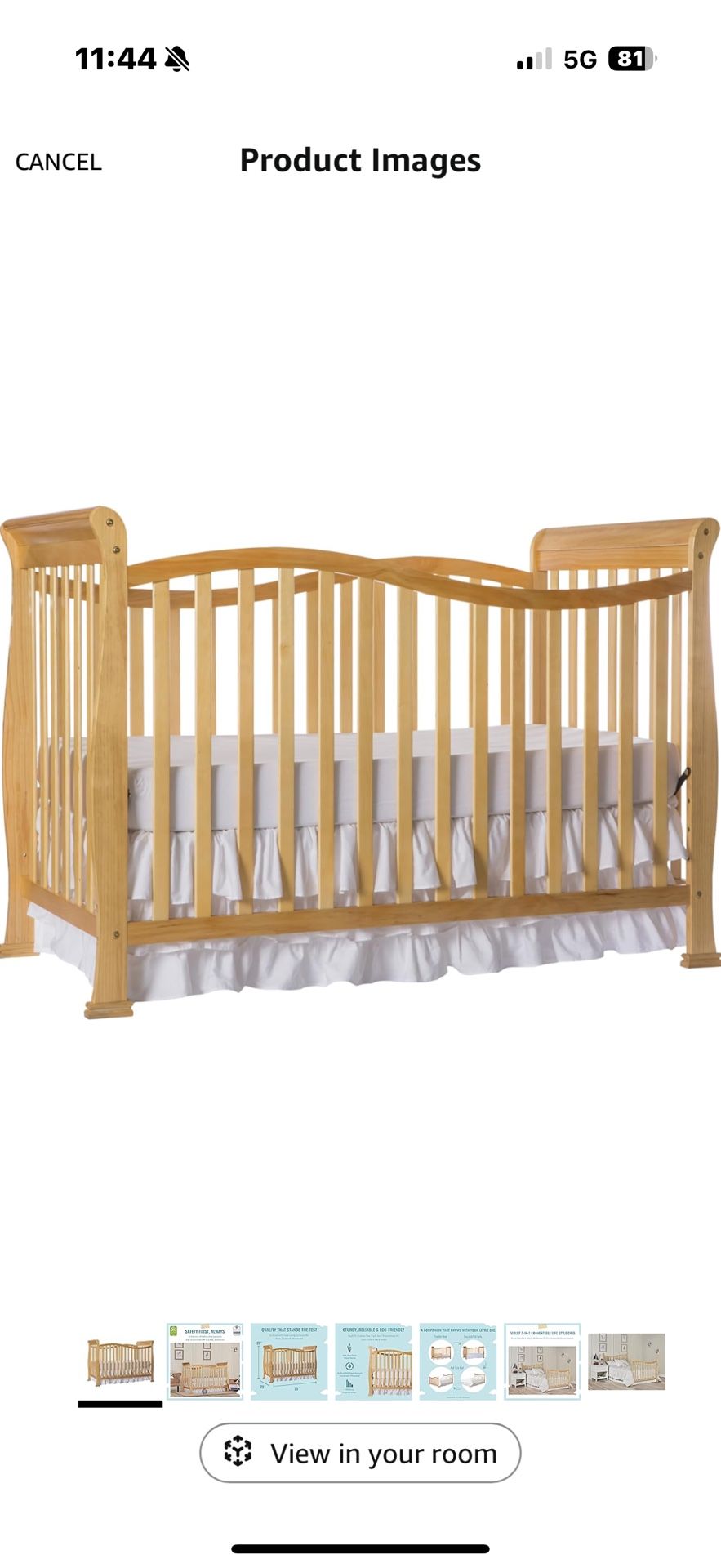 Dream On Me Violet 7-In-1 Convertible Life Style Crib In Natural, Greenguard Gold Certified, 4 Mattress Height Settings, Made Of Sustainable New Zeala