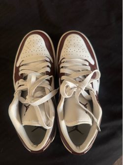 Size 7 Air Jordan 1 Low White Brown Sneakers