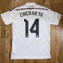  Chicharito Real Madrid 2014 Home Soccer Jersey Short Sleeve - Medium