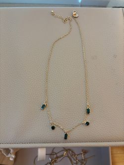 Gold Necklace With Green Stones – Like New