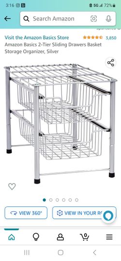 2 Tier Sliding Drawer Basket Storage 