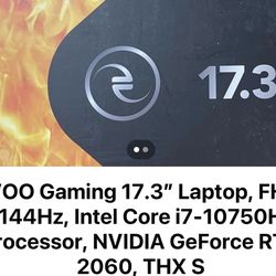 EVOO Gaming 17.3" Laptop, FHD, 144Hz, Intel Core i7-10750H Processor, NVIDIA GeForce RTX 2060, THX S