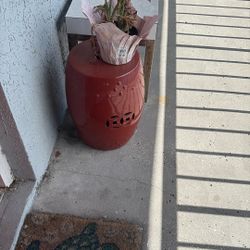 Orange Patio Table Plant Holder 