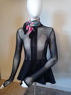 Peplum Mesh Stretch Blouse