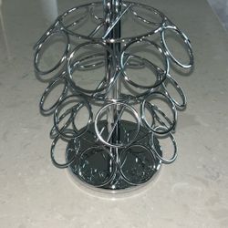 Keurig Rotating K Cup Holder Carousel 27 Coffee Pods Silver Storage Rack 