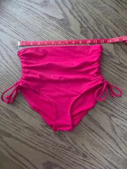 Small SPANX High-Waist Ruched Tie-Side Bikini Bottoms - Hibiscus