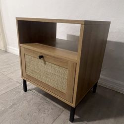 Rattan Nightstand or End table in natural oak color