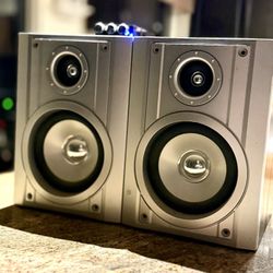 Pair Of Sharp Bookshelf Speakers 90 Watts RMS 180W Max With A  50watts x2 Mini Amplifier 