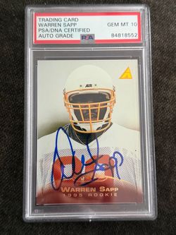 1995 Pinnacle Warren Sapp Buccaneers Rookie PSA 10 Hand Signed Auto No. 222