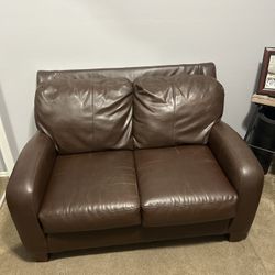 Brown Leather Loveseat
