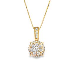 10k Yellow Gold Flower Pendant Set 0.65 ctw