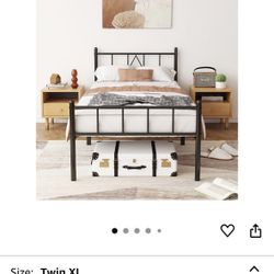 Twin XL Black Metal Bed Frame 