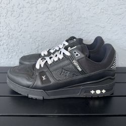 Louis Vuitton LV Trainer Mens Black Embossed Monogram Size 11-11.5US