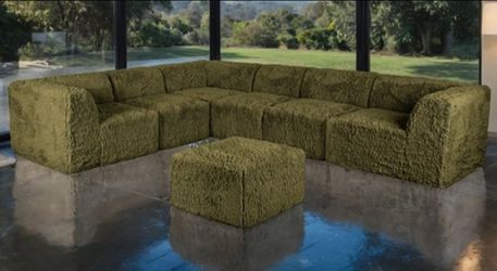 Brand New Olive Green Super Plush Compressed Foam Modular Design Sectional Sofa