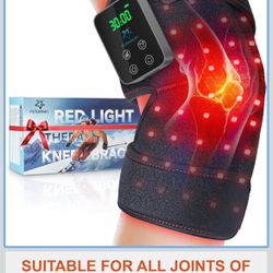 Red Light Therapy Knee Brace Wireless Rechargeable with Pulse & Heating Modes, 660nm & 850nm Near-Infrared Light for Knee, Elbows & Shoulders