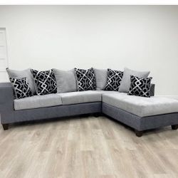 Monroe Gray 2-Tone RAF Sectional ( sectional couch sofa loveseat recliner options