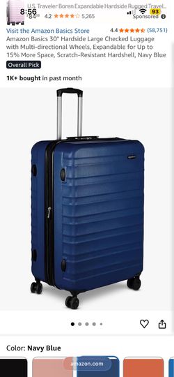 Large Checked Luggage (Amazon Essentials, blue)