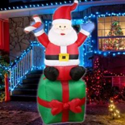 6FT Christmas Inflatables Santa Claus with Gifts Outdoor Decor for Yard Party