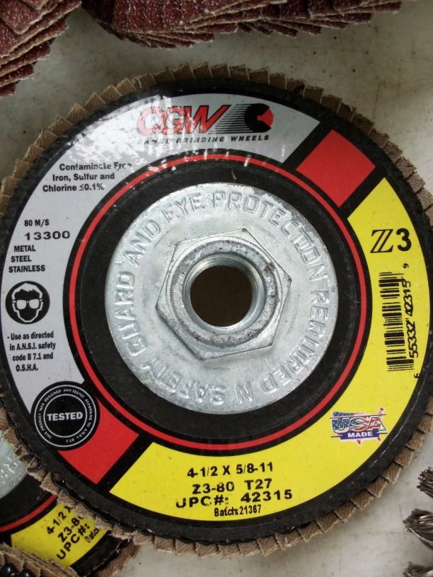 4 New Flap Discs, 80 Grit Poly Cotton For ot Metal, Steel , Stainless