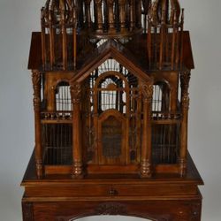 Large Antique Victorian Architectural Wood Birdcage