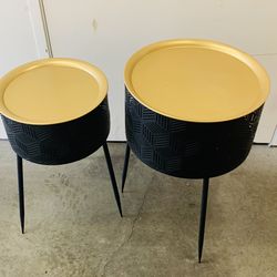 JEROAL Metal Round Side Table with Storage.