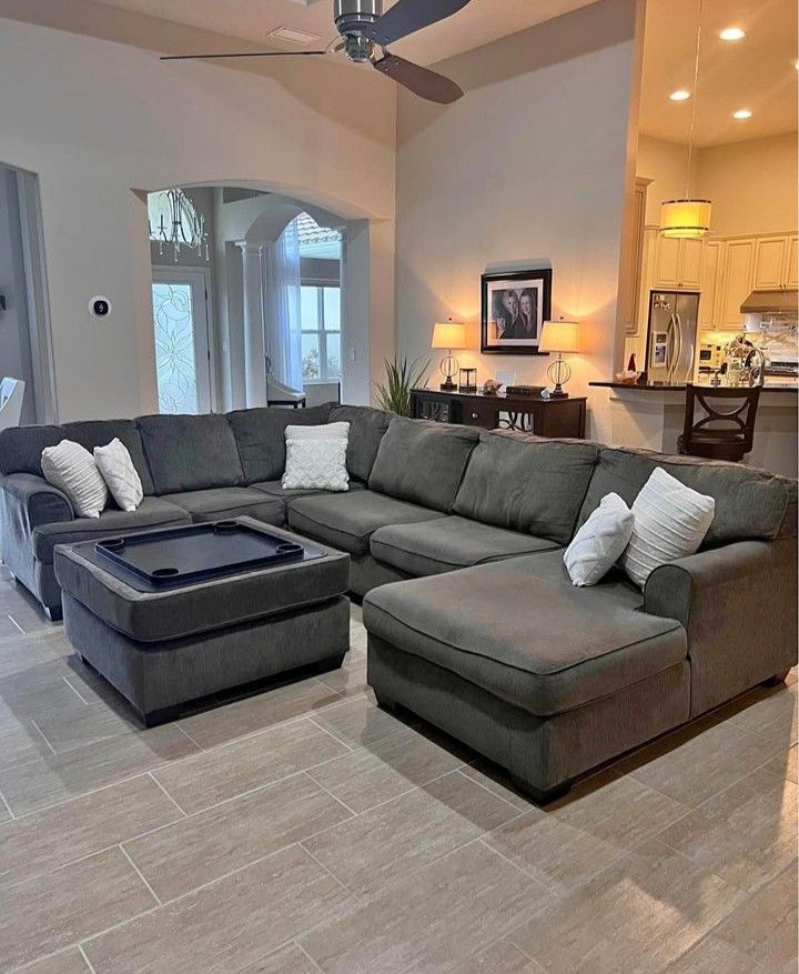 Gray Cloth Sectional 