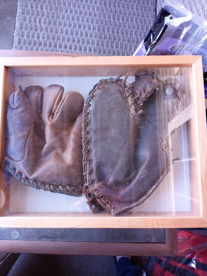 Vintage Baseball Glove Set