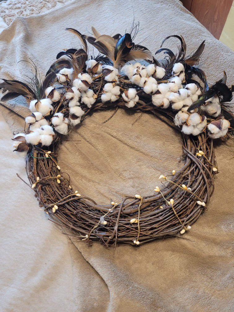 Wreath,  Cotton & Feathers