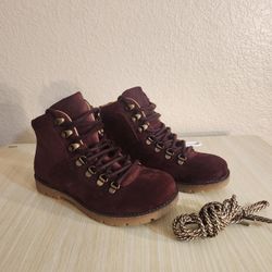 Birkenstock Womens Suede Leather Wine Boots (Womens 6)