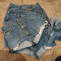 Bag Of Cutoff Men's Jeans Plus Some Scraps For Crafts