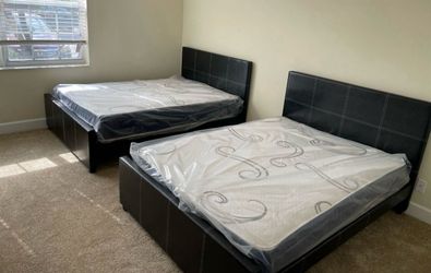 NEW BED FRAME FULL SIZE WITH MATTRESS AND BOX SPRING