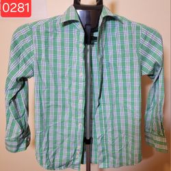 IZOD Green Plaid Shirt - Size 8 (0281)