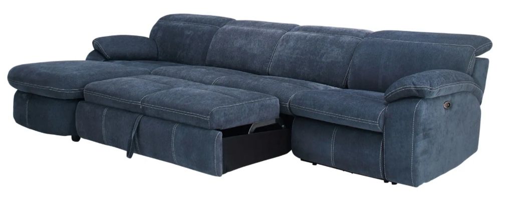 3 Piece Microfiber Power-Reclining Sectional W/ Pop Up Sleeper And Storage