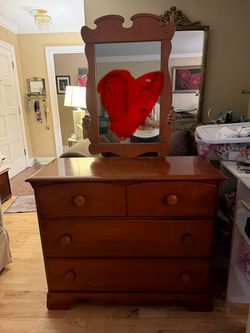 Wood dresser with mirror