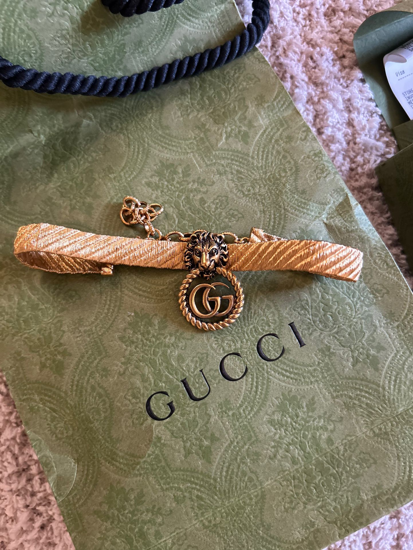 Gucci Logo Lion Choker Necklace 