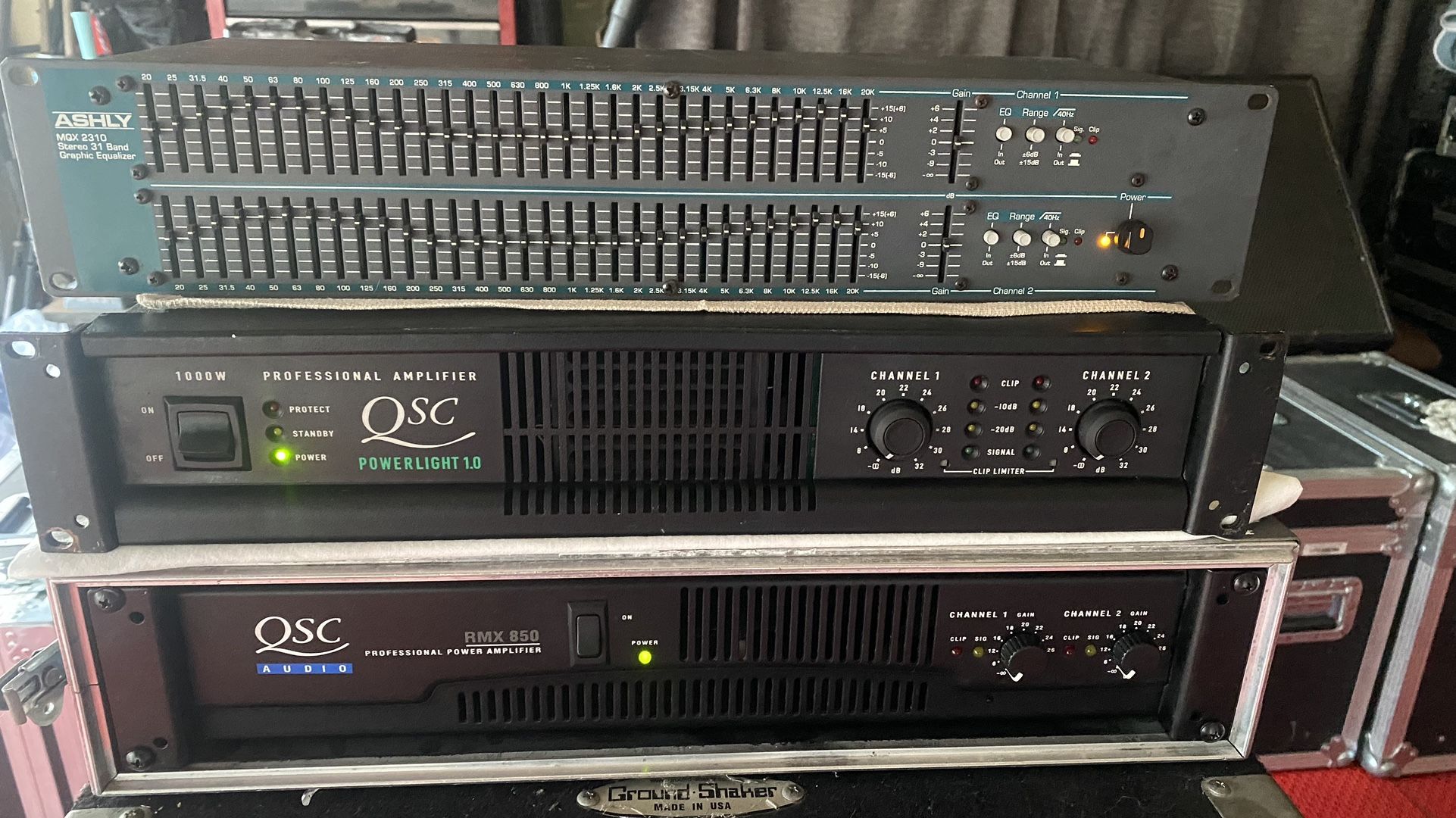 QSC Powerlight 1.0 RMX850 Power Amplifier Ashly MQX2310 EQ 31 Bands DJ Equipments $1.00