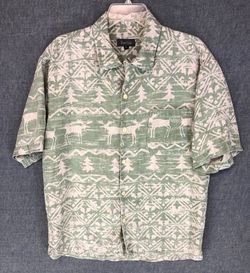 Vintage True Grit Moose Traders Shirt XL XLarge Button Up Short Sleeve Linen Mens