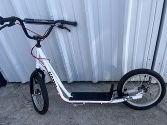 White Off-Road Kick Scooter with 12-inch Pneumatic Tires