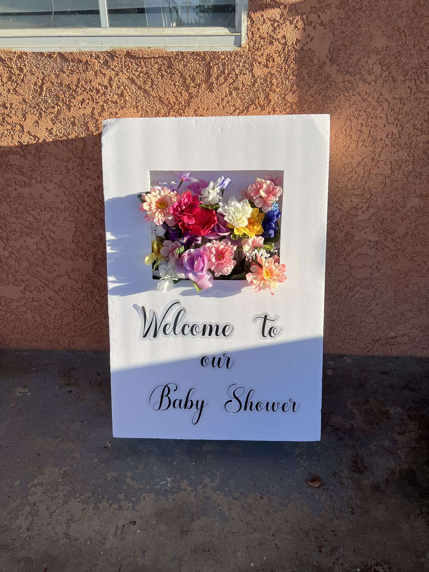 Handmade Welcome To Our Baby Shower Floral Box Sign 