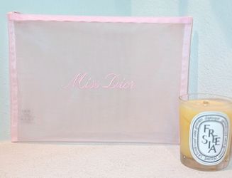 Miss Dior Blush Pink Mesh Zip Pouch