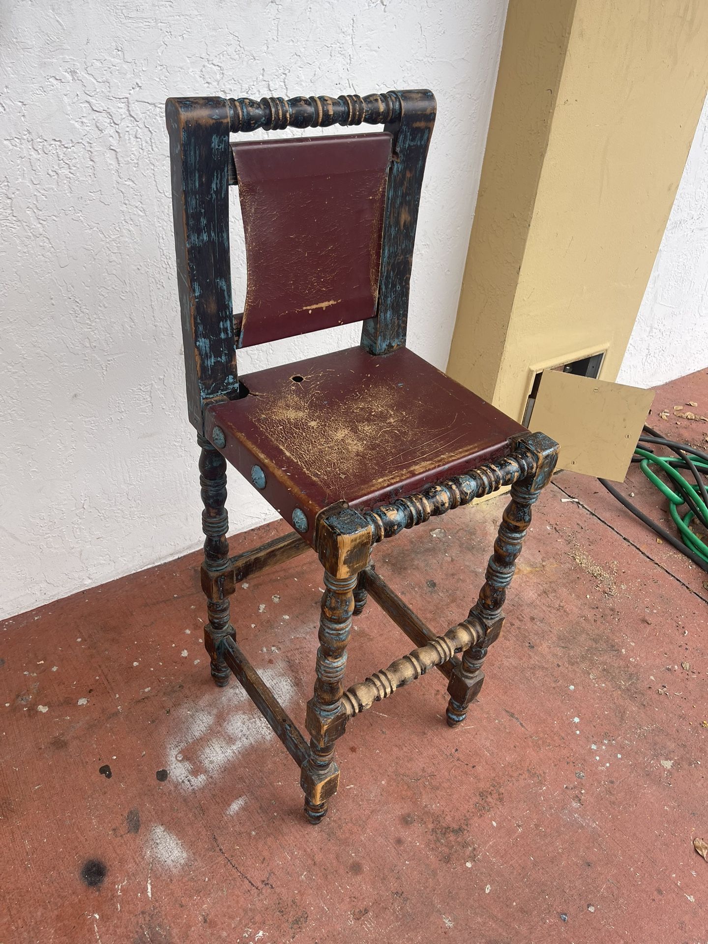 Antique Spanish Revival Leather Chair