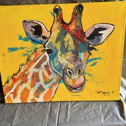 Giraffe Painting On Stretched Canvas
