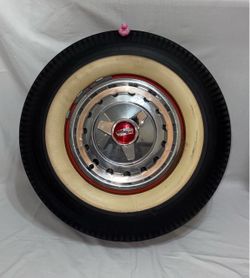 Set of Four 1957 Chevrolet Belair Original Rims and Firestone White Wall Tires (x4)