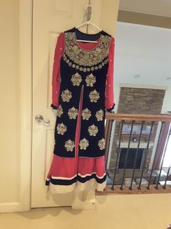 Medium size, fancy Indian Pakistani four piece outfit